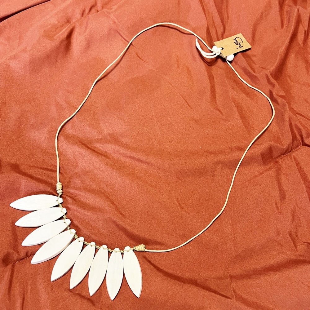 NWT Holiday Wood Leather Necklace